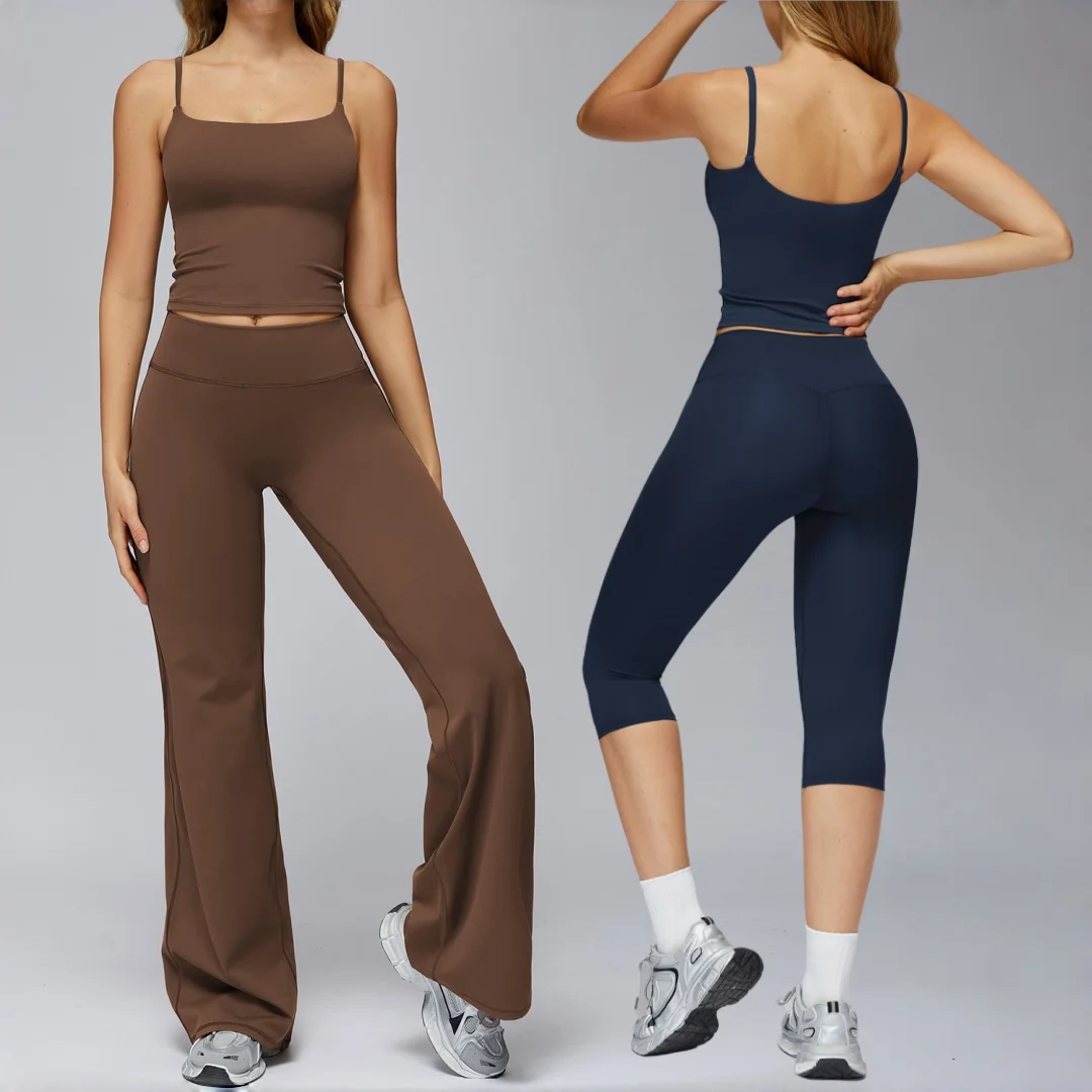 

Новый комплект для йоги с высокой талией, плотный начес, спортивный бюстгальтер с широкими штанинами и длинными рукавами, одежда для танцев, бега, тренировок, леггинсы для спортзала, спортивная одежда для йоги