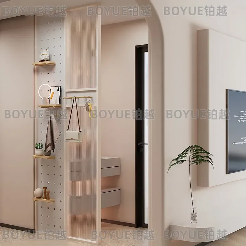 Modern Fluted Glass Room Divider Bathroom Dry Wet Separation Entrance Partition Screen Living Room Decor Privacy Panel