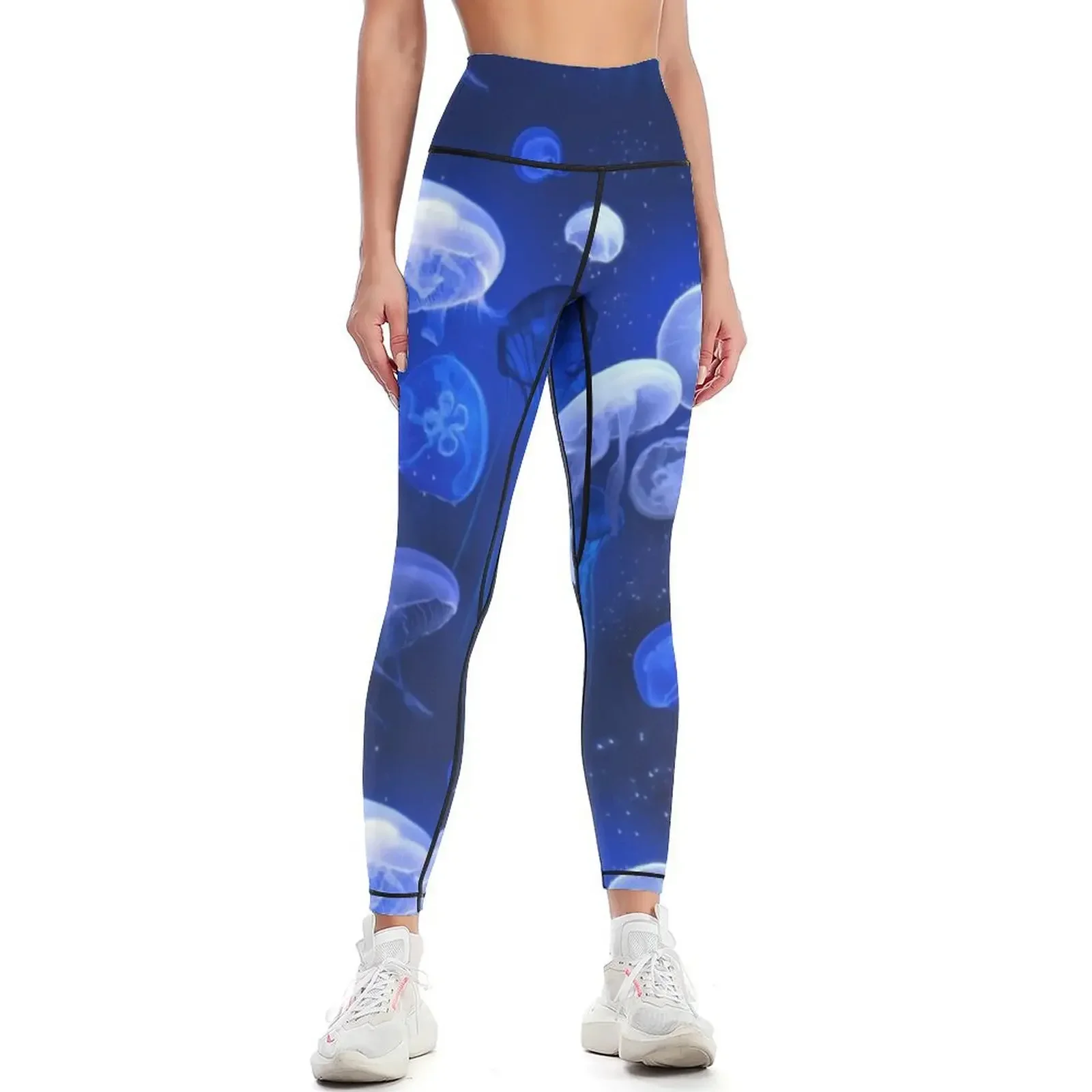 

Blue Jellyfish Leggings gym wear gym clothing sports tennis for Women's trousers Womens Leggings