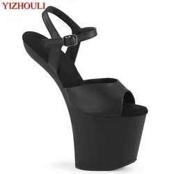 20cm nightclub pole dancing shoes, patent leather fish mouth without heel, waterproof platform female model runway sandals