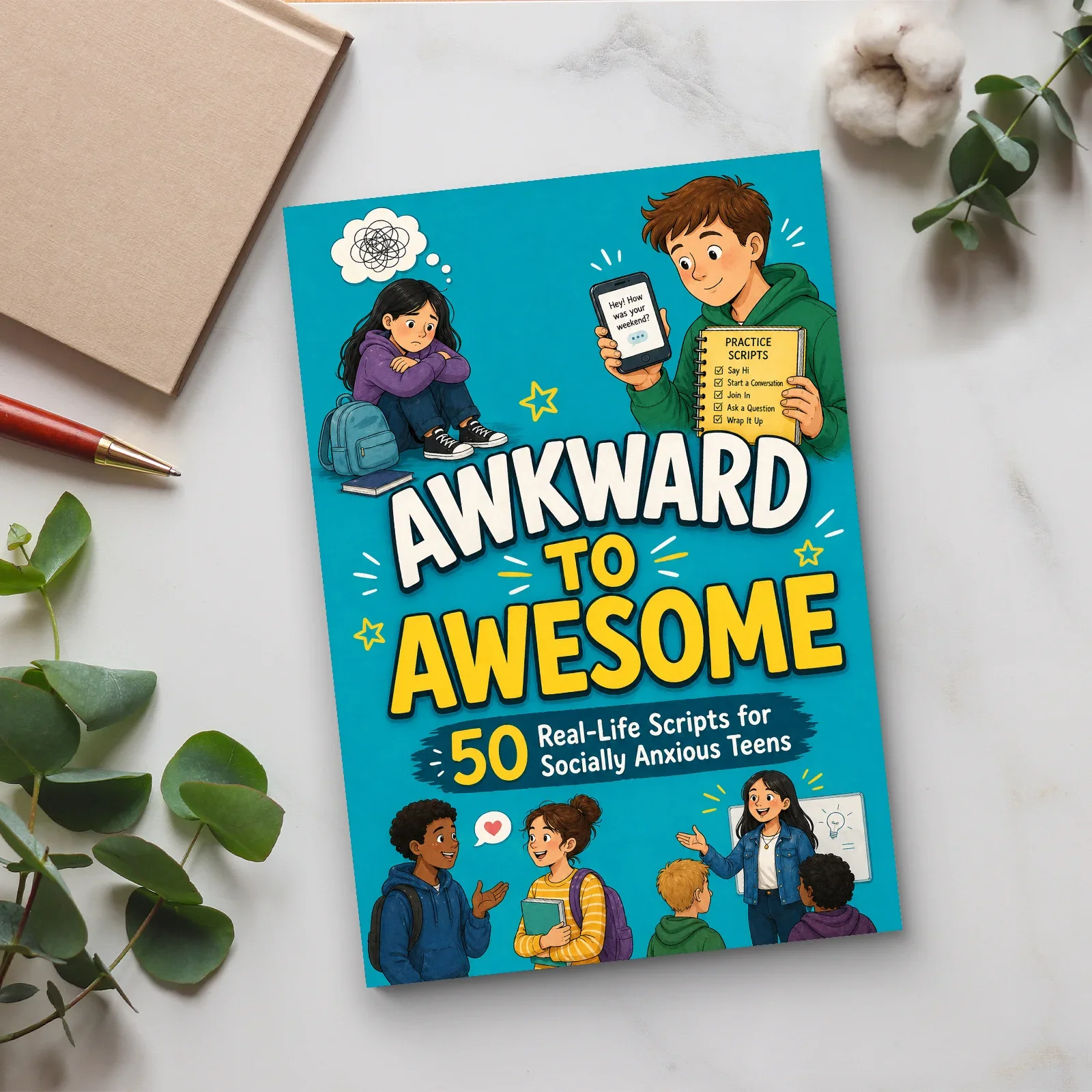 From Awkward to Confident: 50 Real-Life Scripts for Teens With Social Anxiety, Confidence Building Guide for Ages 8-16