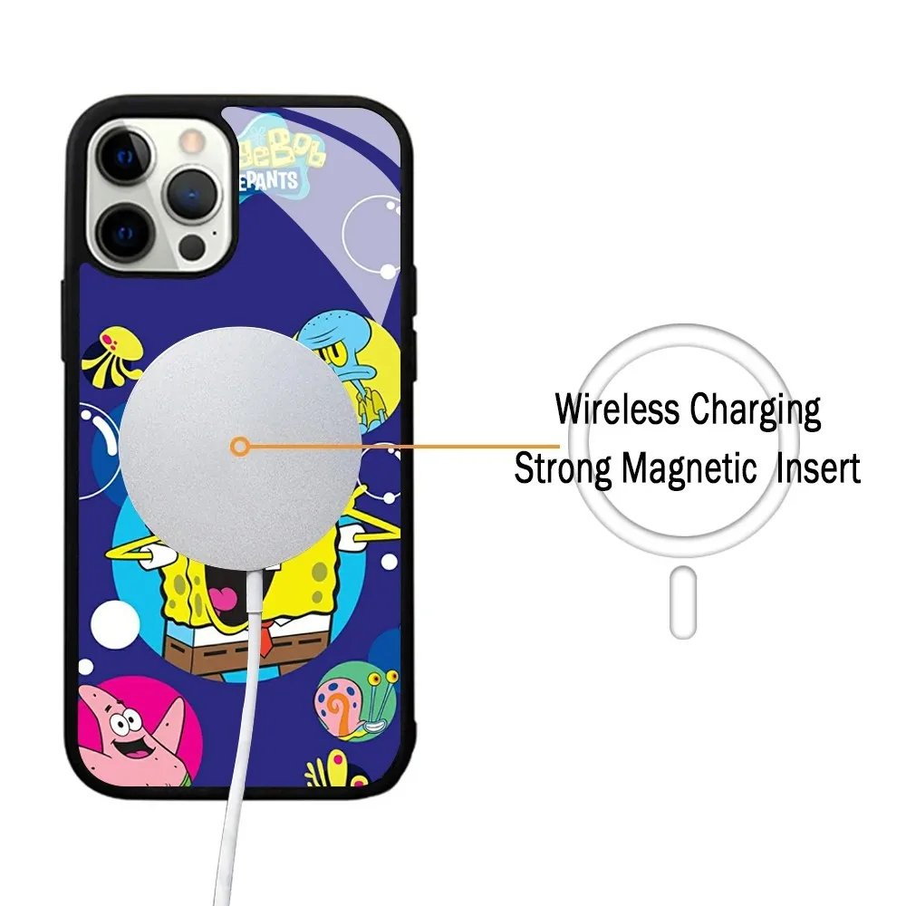 S-Sponge-Bob Phone Case For IPhone 15 14 13 Pro Max 11 12 Mini Alex Mirror For Magsafe Wireless Charging Cover