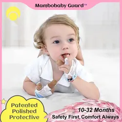 Mambobaby Anti-Nail Biting Gloves with Silicone Finger Cots Stop The Thumb Nail Teether Sucking Habit Teething Mitten Baby Kid
