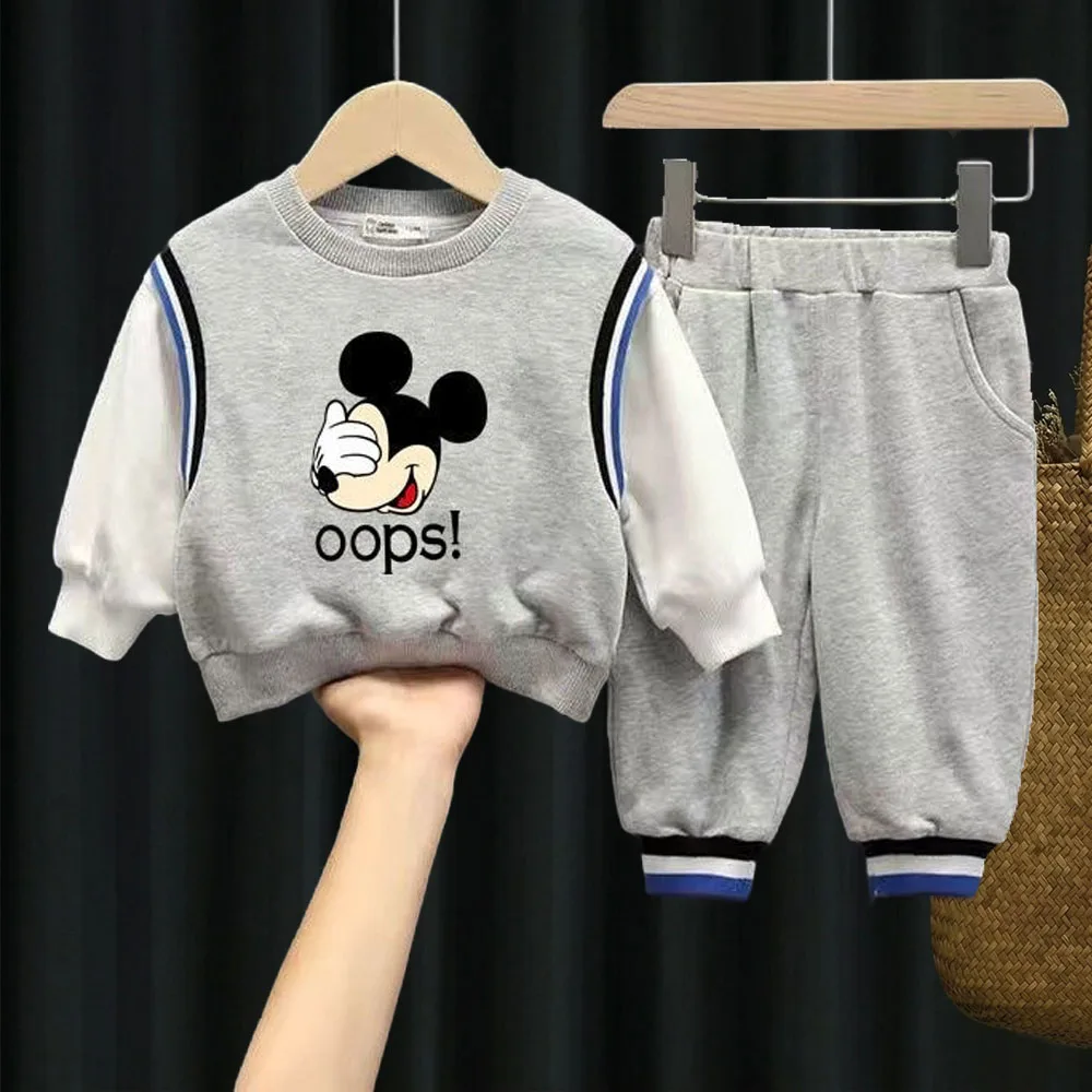 Spring Autumn Children's Clothing Sets Cartoon Printed Boys Spliced Long Sleeve Tracksuits Kids Sweatshirt and Pants 2 Piece Set