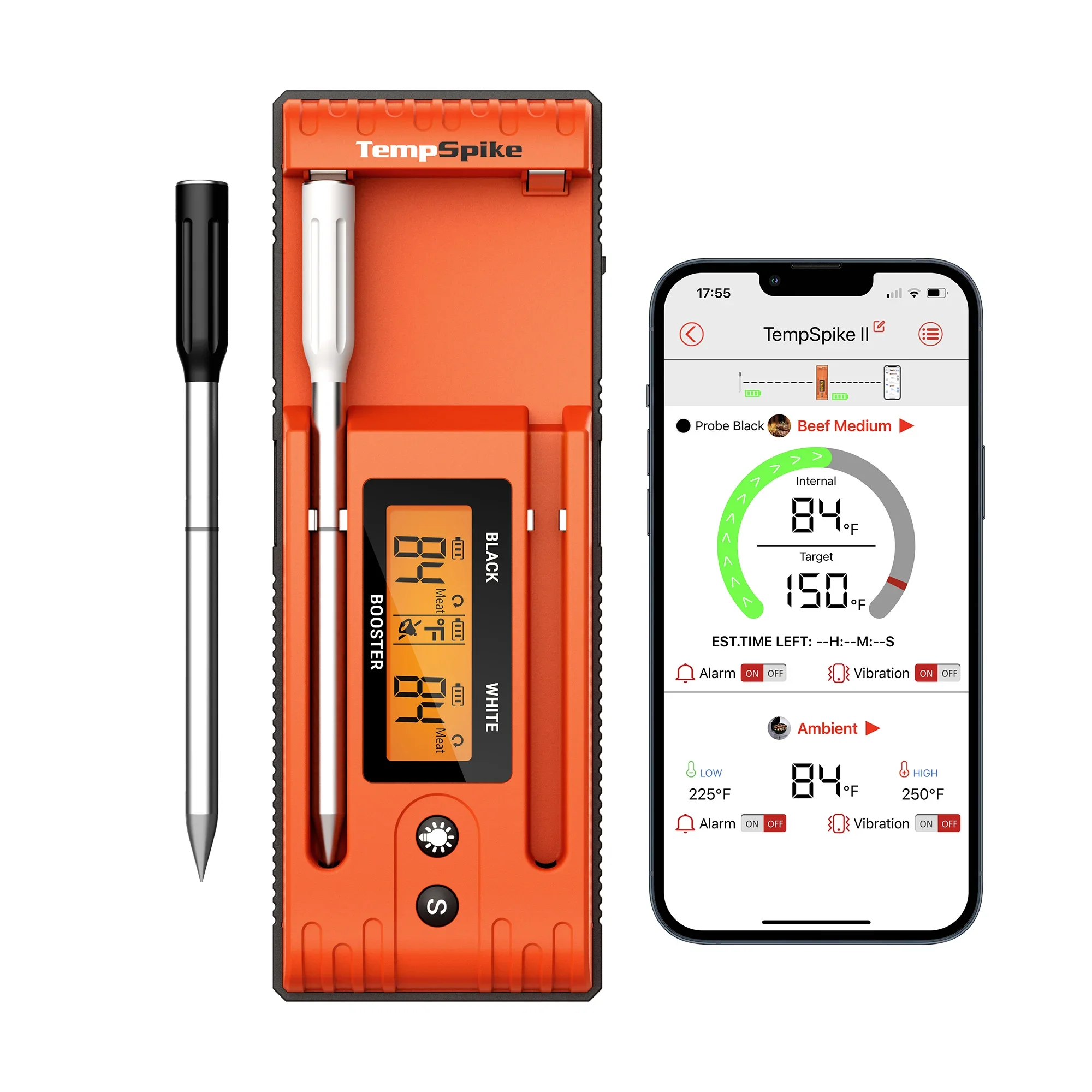 Wireless Bluetooth Rechargeable Waterproof 500ft Long Distance Remote Grill Cooking Food Kitchen Meat Bbq Thermometer