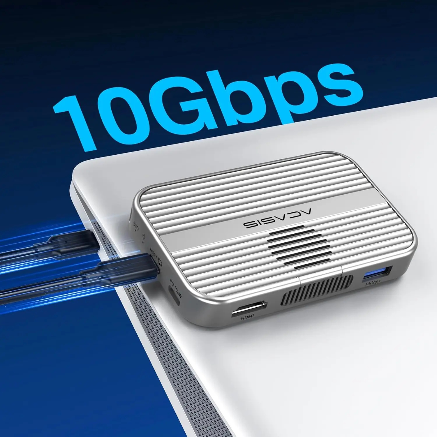 아카시스 마그네틱 M.2 NVMe SSD 인클로저 10Gbps USB C 도킹 스테이션 (쿨링 팬, HDMI 4K60HZ, SD/TF, PD 100W 지원, 아이폰 17/16 호환)