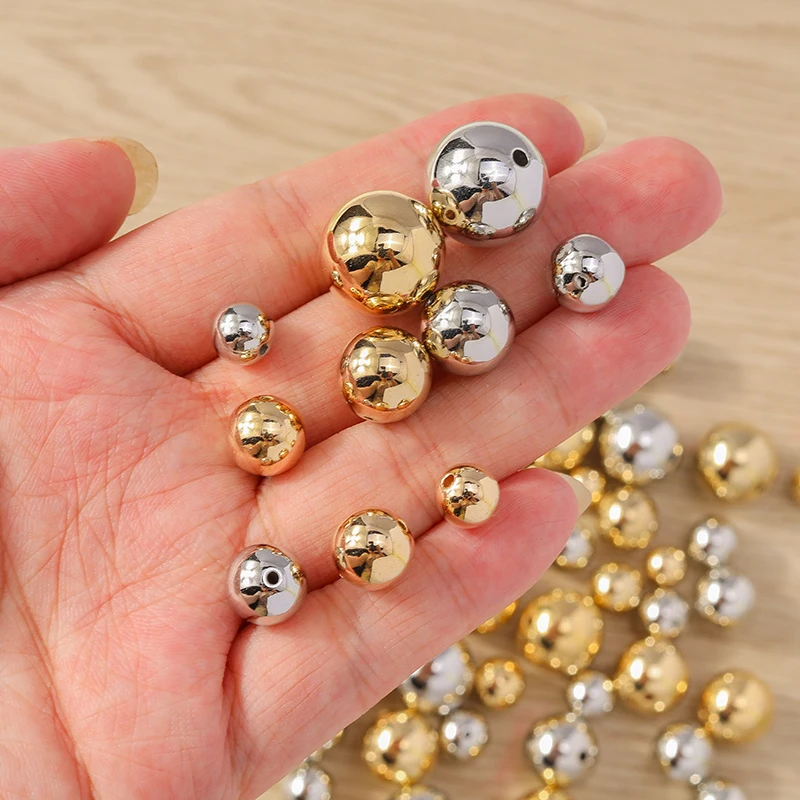 10-50pcs 8-16mm Big CCB Gold Silver Color Loose Spacer Charms Beads for Jewelry Making DIY Bracelets Necklaces Crafts Supplies