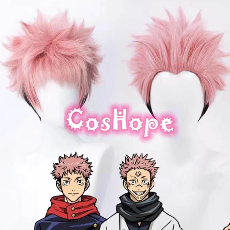 Itadori Yuji cosplay wig 28cm ryomen Sukuna wig pink black wig cosplay anime wigs heat resistant synthetic wigs