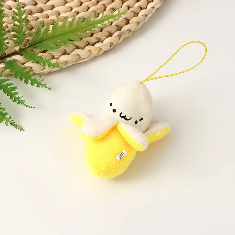 Creative Plush Banana Keychain Cute Small Fruit Doll Pendant Keyring for Girls Bag Ornaments Student Book Accessories Gifts