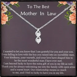 To The Best Mother In Law Interlocking Infinity Double Love Heart Copper Inlaid Zircon Necklace, Birthday Mother's Day Gift