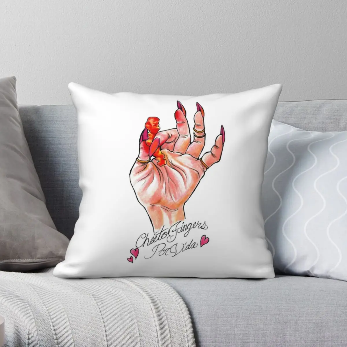 Hot Cheeto Fingers Por Vida Pillowcase Polyester Linen Velvet Printed Zip Decorative Sofa Cushion Cover