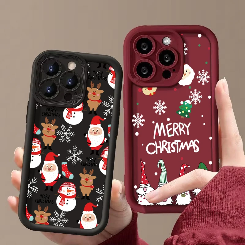 Christmas New Year Soft TPU Phone Case For iPhone 16 15 14 13 12 11 Pro Max 7 8 16 Plus XS X XR SE Shockproof Bumper Back Cover