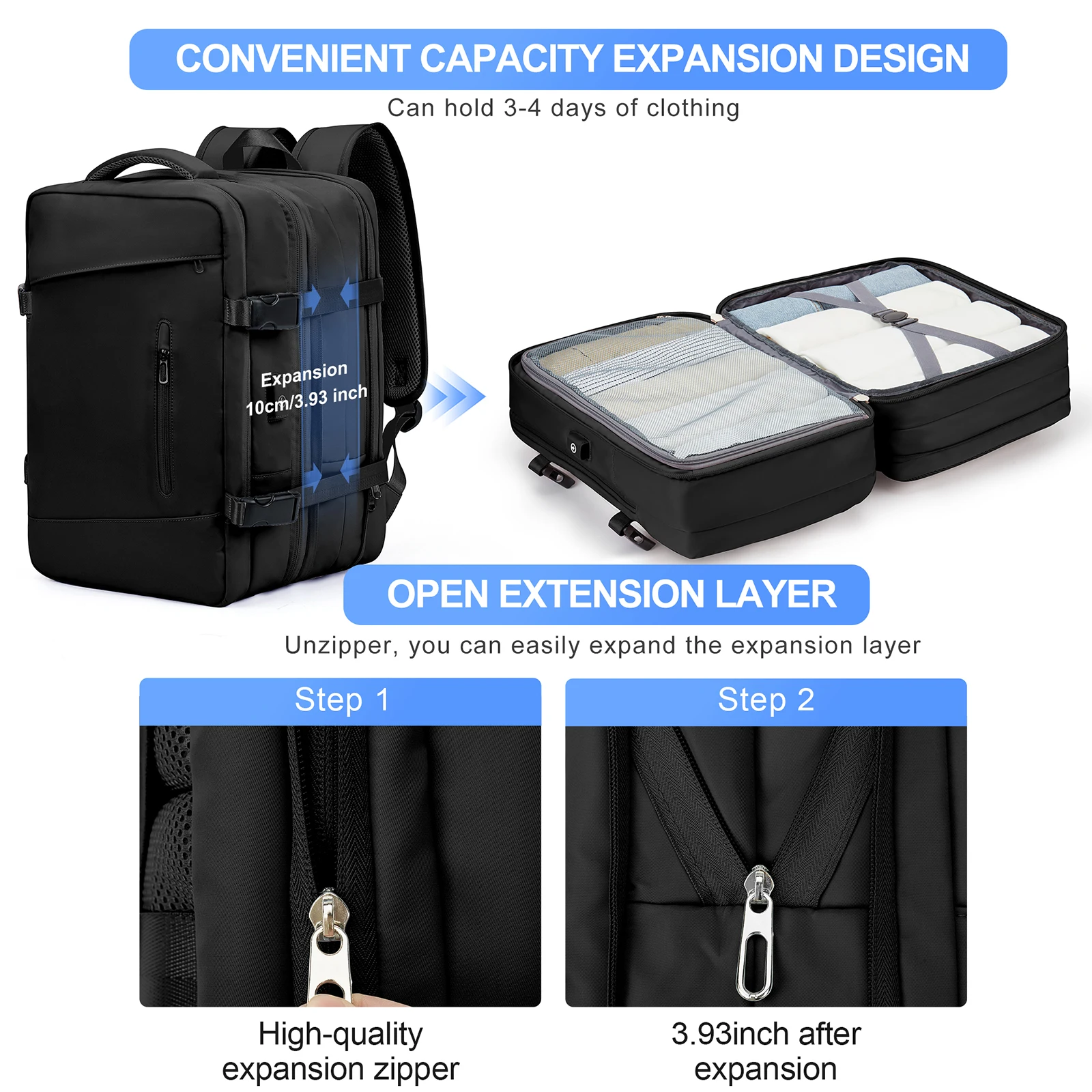 Men Backpack Travel Backpack Expandable USB Bag Large Capacity Laptop Bag Classic Business Carry On Luggage Bag Men\'s Backpack