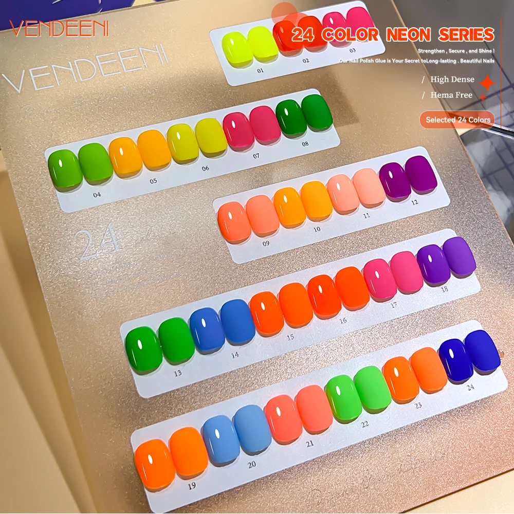 Vendeeni TPO HEMA Free Neon Glaze Gel Nagellack Heißer Verkauf Nail art 24 farben Gel Nagellack Set Professionelle Nagel lieferant