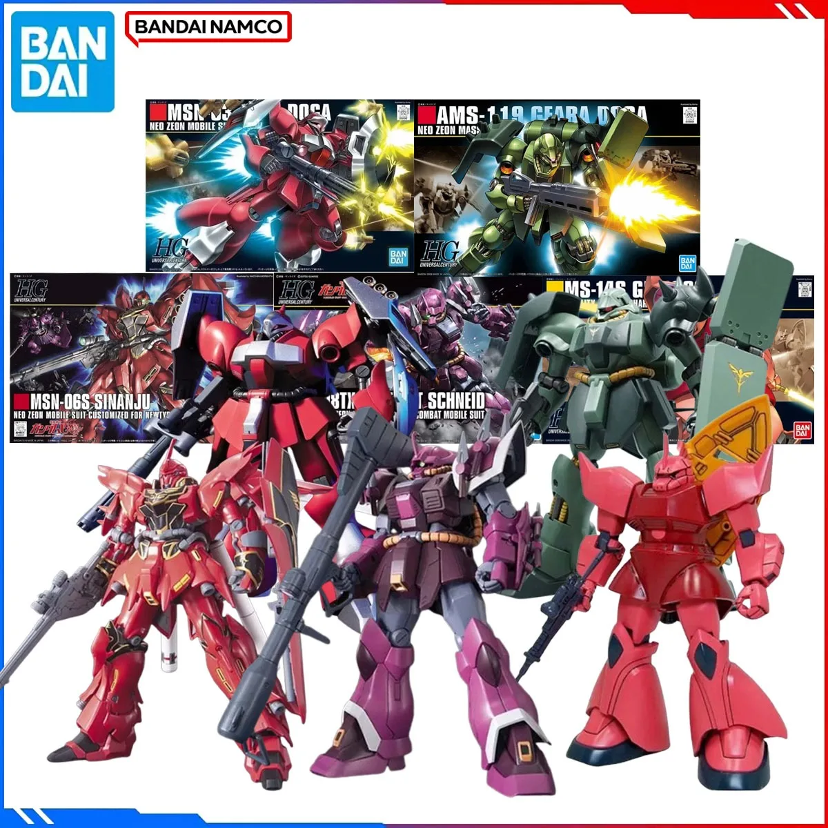 

Genuine Bandai Gundam Original Building Figure Model Kits HGUC Anime Figures Gelgoog Sinanju Action Model Toys Gift for Kids