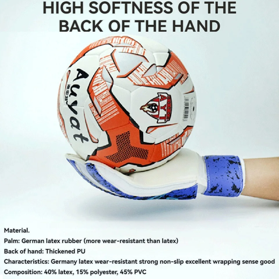 Loogdeel 1 Paar Fußballgeräte für Erwachsene und Kinder, professionelle Jungen, Sporttraining, Torwarthandschuhe, rutschfester Fingerschutz