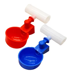 10sets Chicken Water Cup Automatic Drinker for Poultry Thread Filling Waterer Poultry Drinking Bowl for Chickens Quail Bird Cage