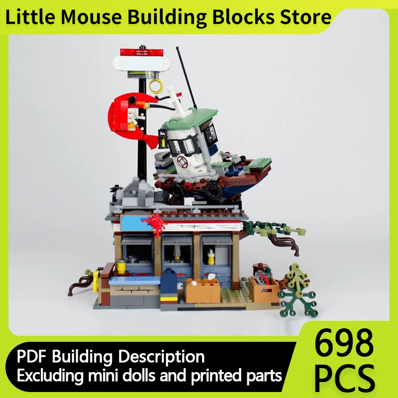

City Street View Model MOC Building Bricks Shrimp Shack Restaurant Modular Technology Gifts Holiday Assemble Children Toys Suit