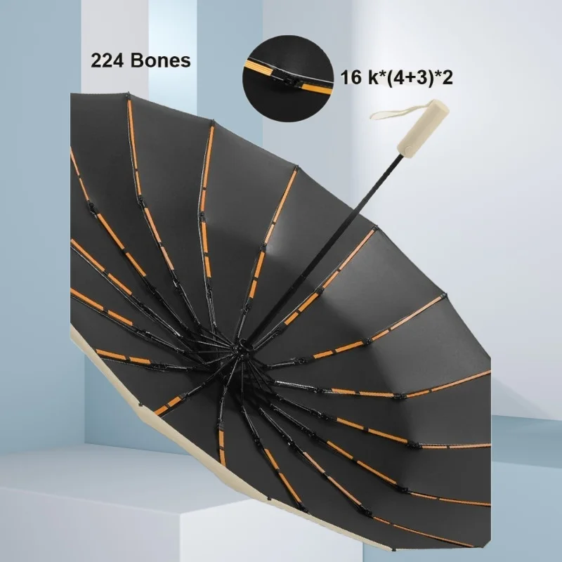 

224 кости Супер ветрозащитный зонт большой размер черное покрытие солнечные и дождливые Зонты полностью автоматическая защита от УФ-лучей солнцезащитный козырек