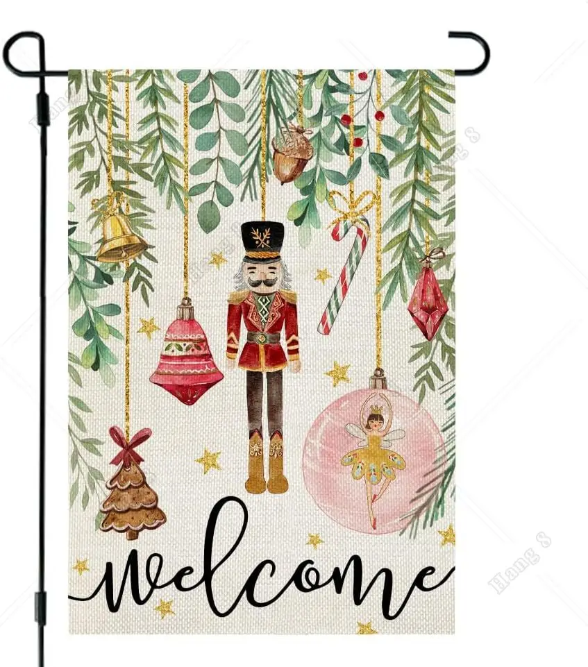 Christmas Nutcracker Garden Flag 12x18 Inch Double Sided for Outside Welcome Small Winter Holiday Yard Flag Decoration