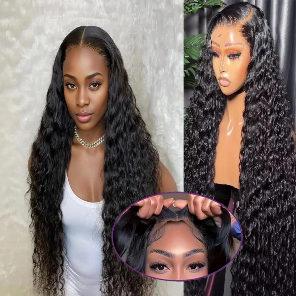 

Glueless 4X4 5X5 Deep wave Lace Front Wig Curly ready to wear Frontal 100%Human Hair 30 40 inch Brazilian Wigs For Women Choice