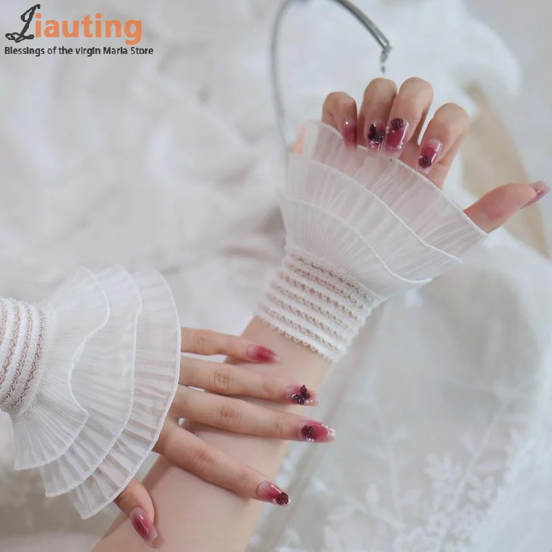 

1Pair Manicure Photo Three Layer Mesh Lace Decorative Cuff Sleeve Nail Showing Sleeve DIY Background Prop Nail Tool Accessories