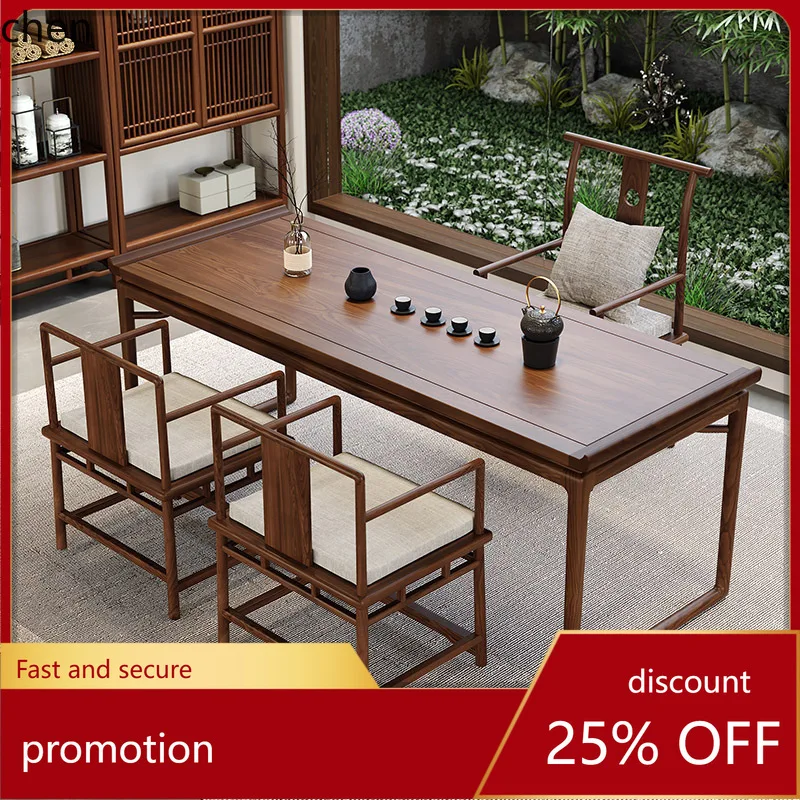 HT Calligraphy Painting Desk Zen Furniture New Chinese Style Desk and Chair Set Modern Solid Wood Writing Desk and Chair