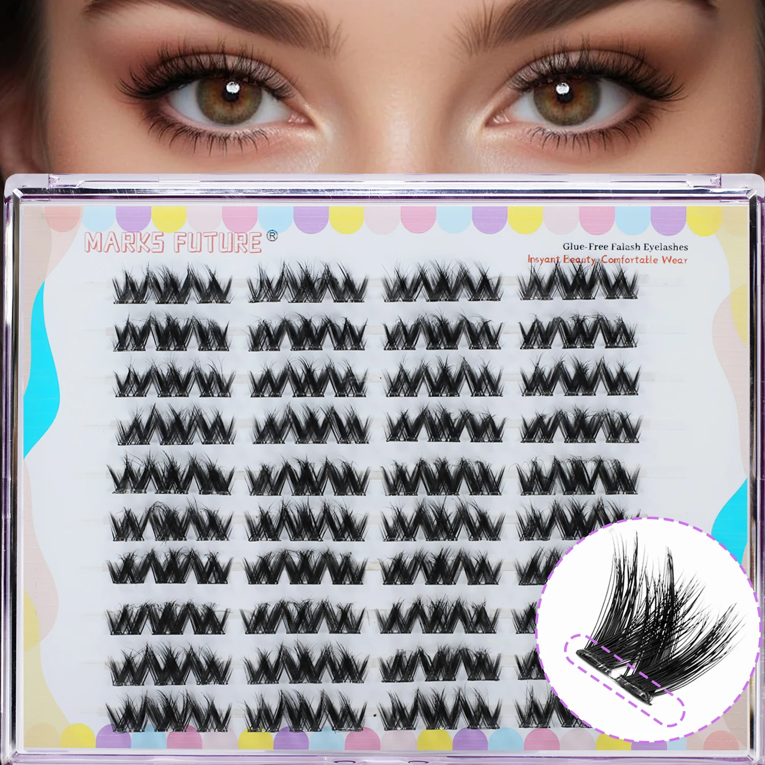 Pestañas autoadhesivas Pestañas postizas autoadhesivas de 11-12 mm Ojo de gato esponjoso y grueso Aspecto natural 120 piezas Juego de pestañas prensadas tenues con pinzas Reutilizables para uso de prueba de principiantes