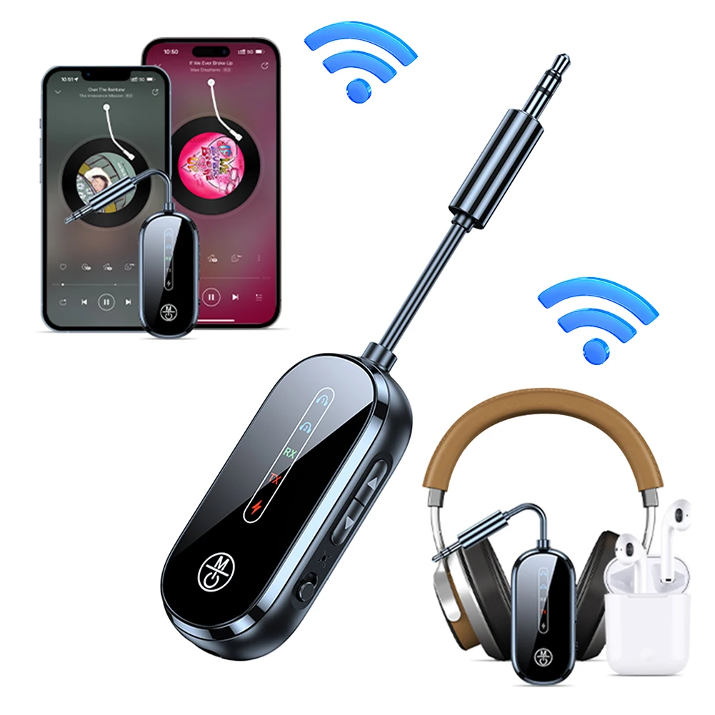 Airplane Bluetooth-Compatible 5.4 Adapter 3.5mm Supports 2 AirPods Or Headphones Wireless Audio Transmitter Wireless BT Receiver