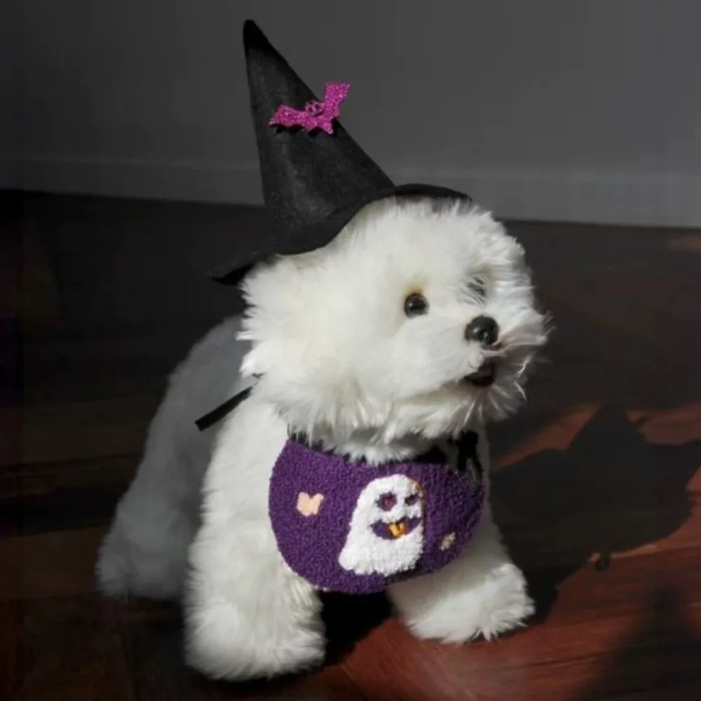 

Lightweight Ghost Halloween Pet Bib Comfortable To Wear Adjustable Pumpkin Dog Scarf Knitted Soft Kitty Saliva Towel Gift