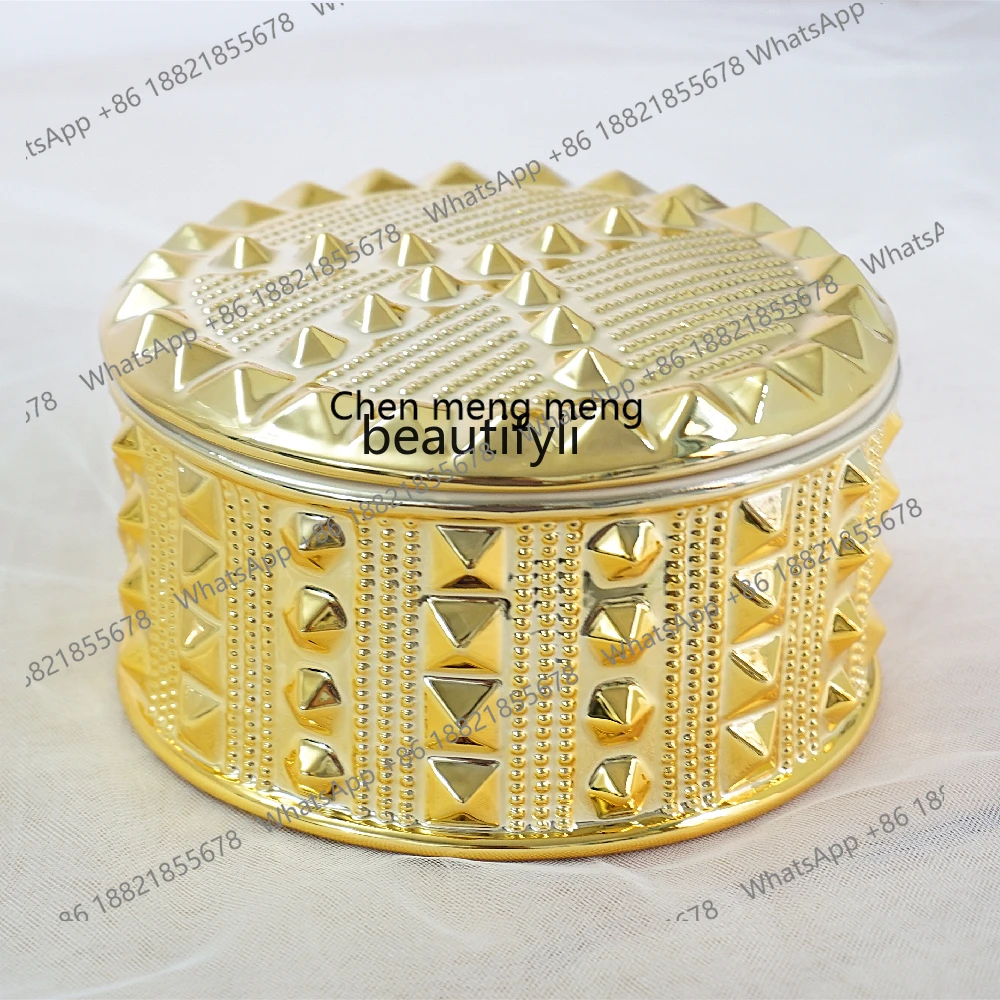 JA Golden Rivet Decorative Box Jewelry Box Ceramic Decoration Personalized Creative Birthday Gift