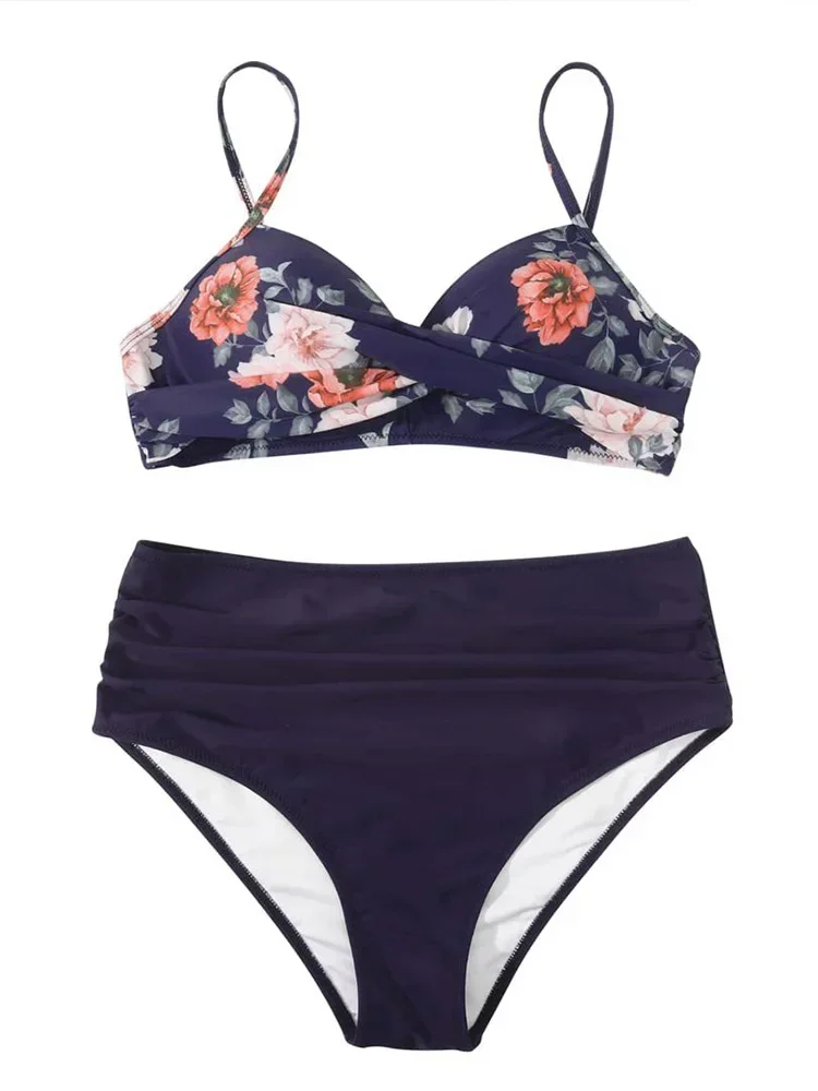 UETEEY 2025 Nuovo Costume da bagno estivo Bikini Set Sexy Bikini a pieghe con stampa leopardata Set da 2 pezzi Costume da bagno diviso da donna Bikini da spiaggia