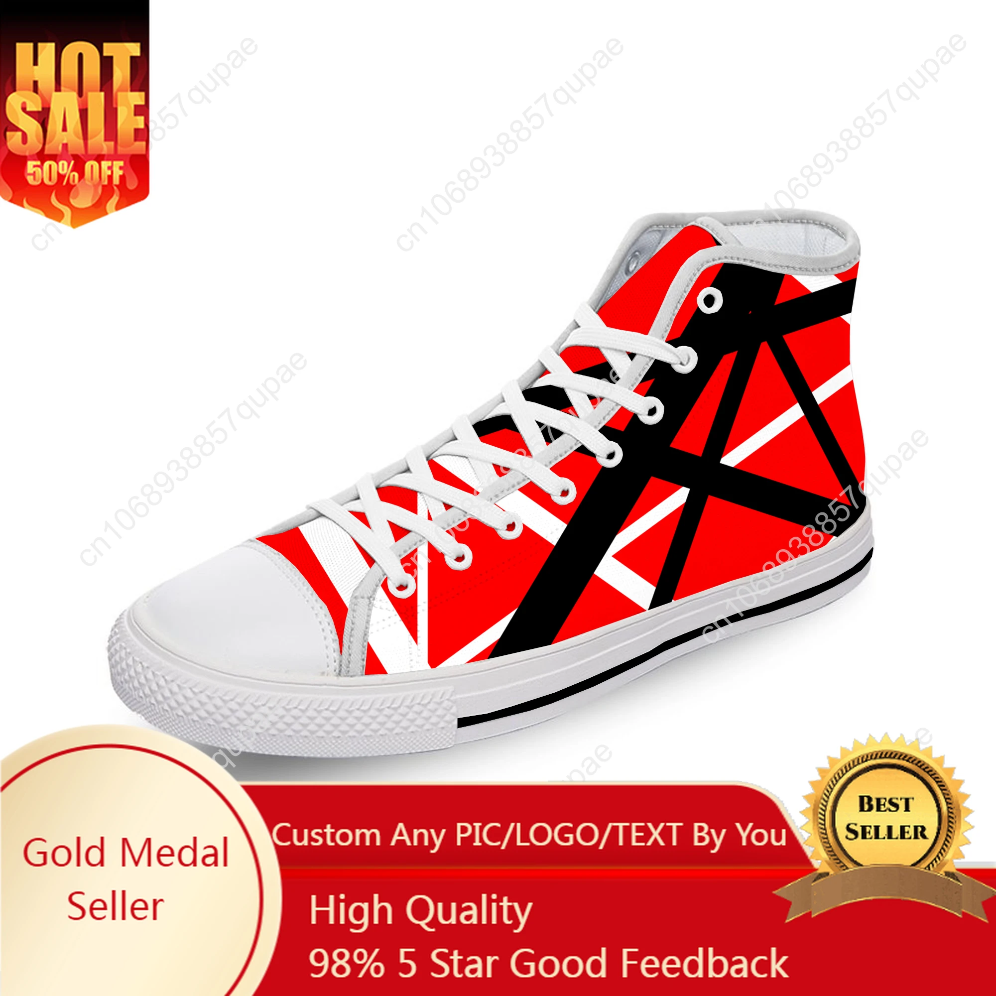 

Van EVH 5150 STRIPES Halen Harajuku Lightweight Cloth 3D Print High Top Canvas Shoes Men Women Casual Breathable Sneakers