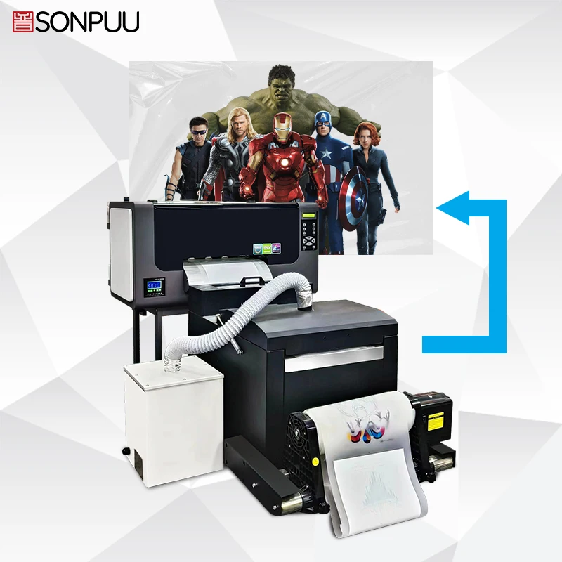 Sonpuu Small DTF Printer Machine Printer DTF 30cm Dual XP600 T-shirt DTG Printer with Shaking  Powder Dryer Machine