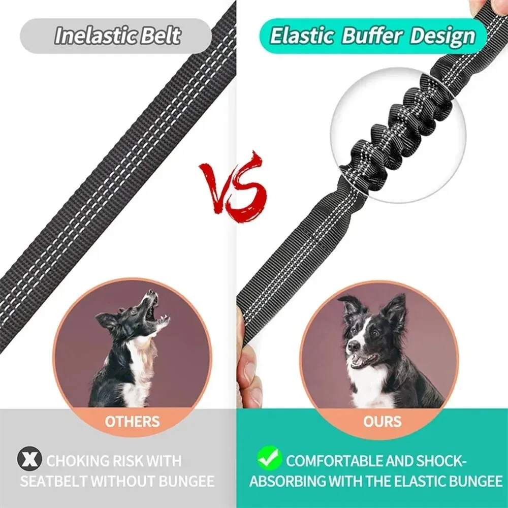 Reflective Dog Seat Belt-Adjustable and Durable Nylon Seat Belt and Car Travel Supplies Elastic Pet for Comfortable Easy Buckle