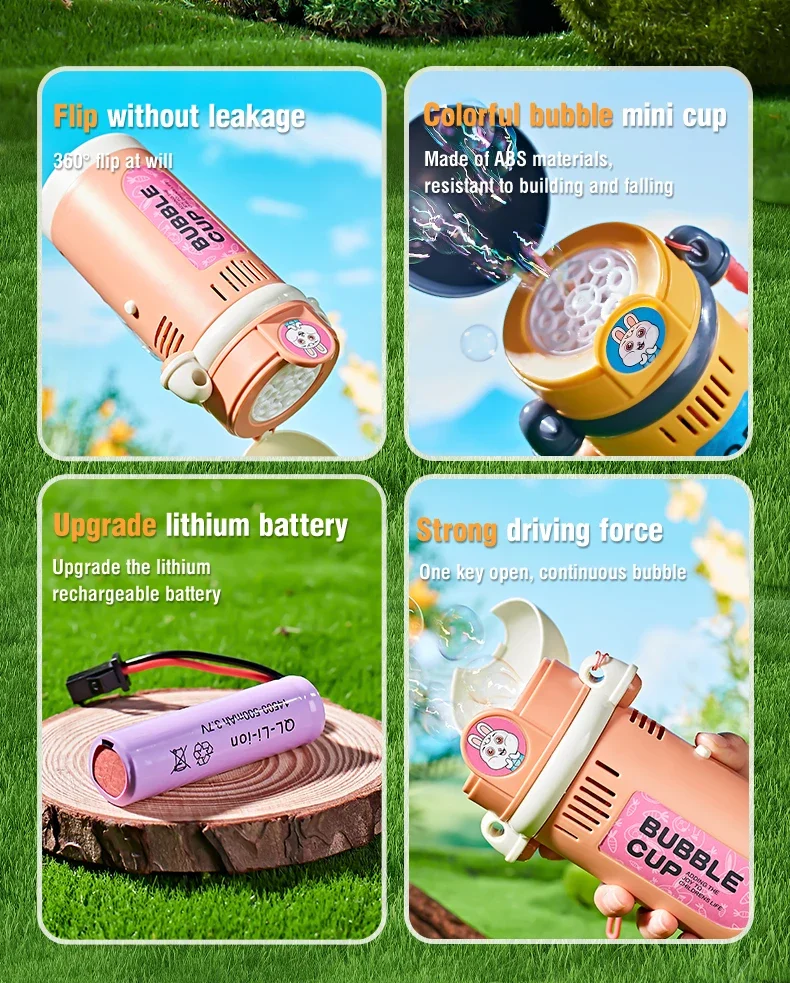 Máquina de burbujas eléctrica, luz de sonido automática, suministro de agua automático, botella de agua, juguete de burbujas, fiesta, juego al aire libre