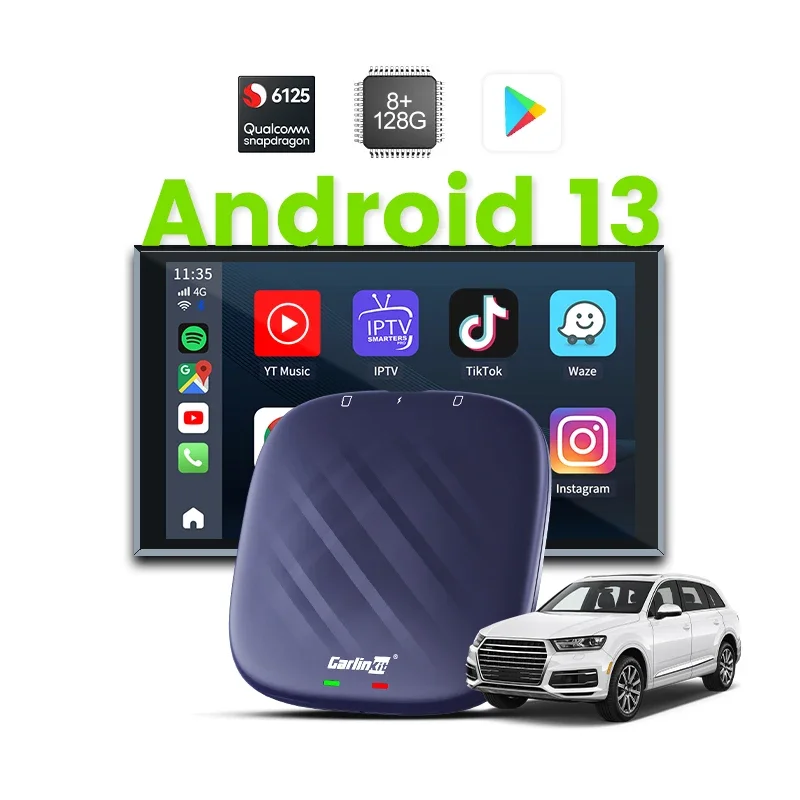 Custom Android 13 Ai Box Carplay Wireless Adapter 8 128 Carlinkit Smart Box With Sim Tf Card Slot for Apple Youtube Netflix