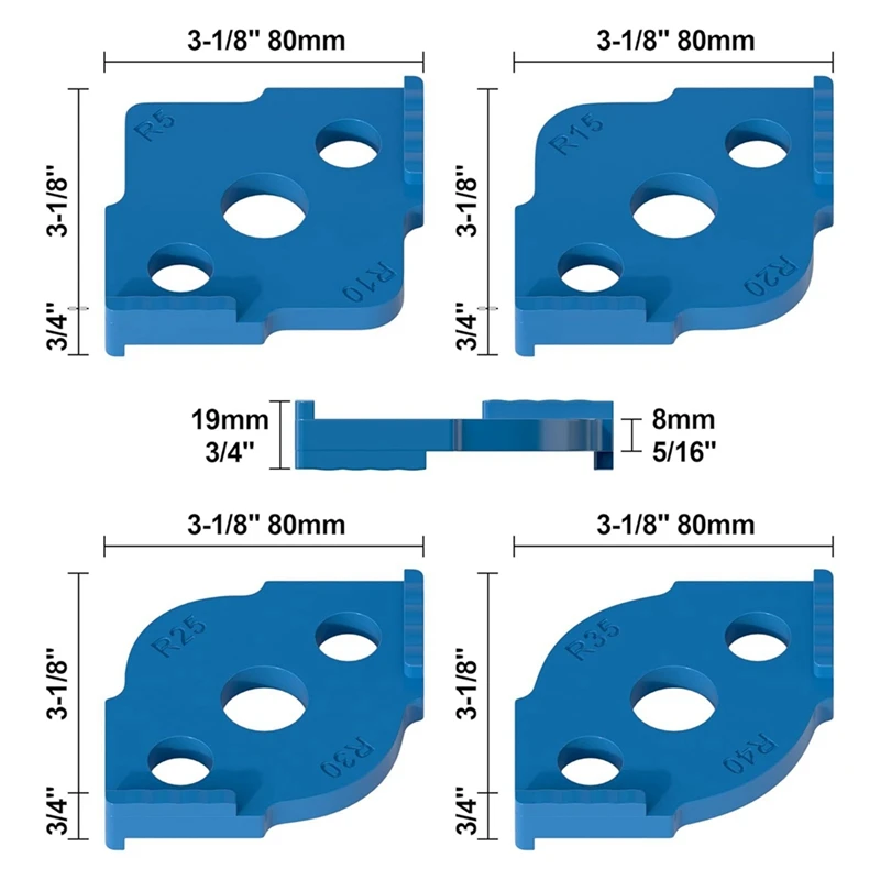 Radius Jig Router Templates 4 Pcs, Corner Radius Routing Templates, High Hardness ABS+CNC Routing Rounded Corners Router Durable