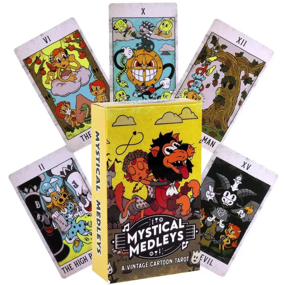 

10.3*6cm Mystical Medleys Tarot Deck: A Vintage Cartoon Tarot Deck 78 Pcs Cards