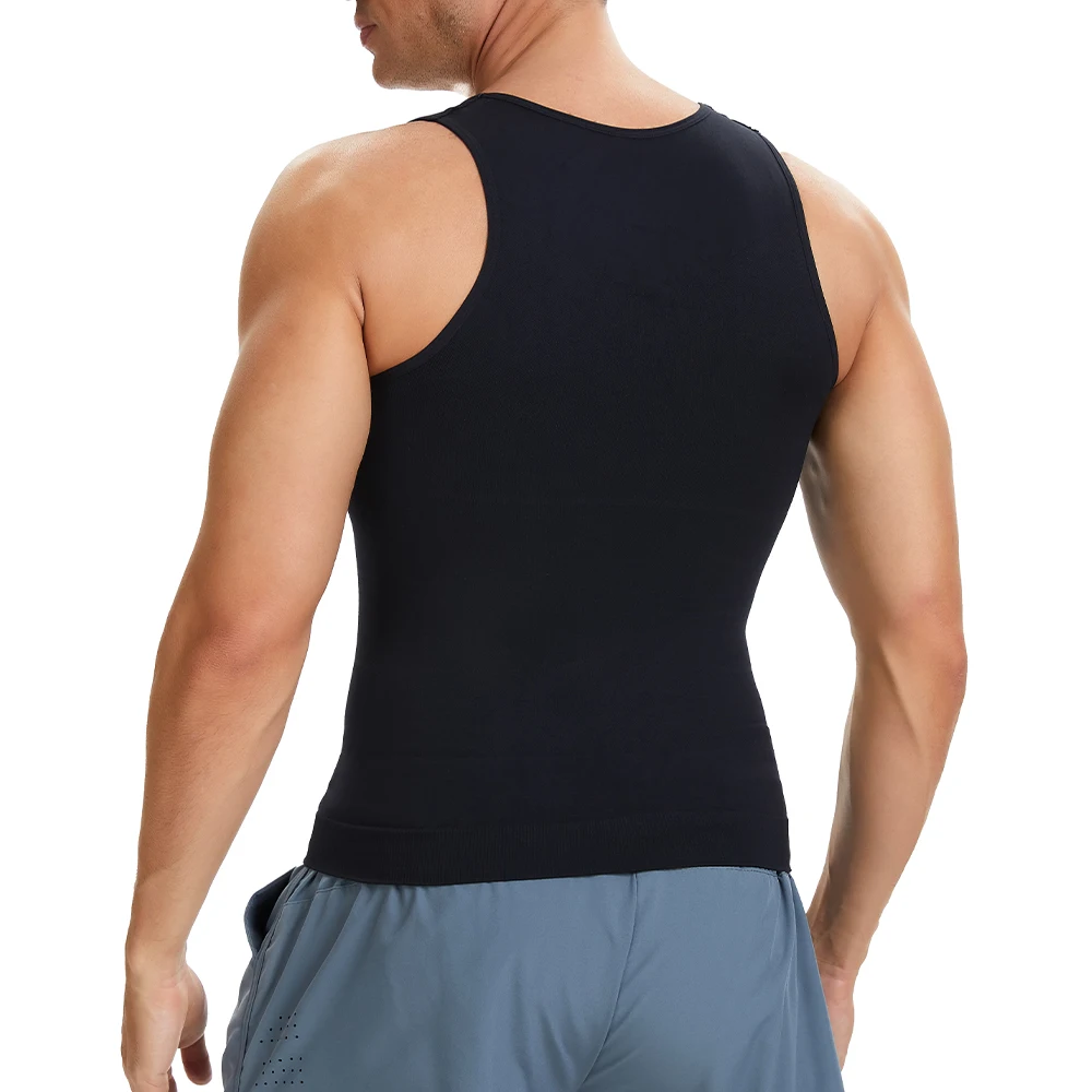 Herren Body Shaper Schlankheitshemd V-Ausschnitt Bauchweste Kompressionsbasisschicht Slim Muscle Tank Top Shapewear – Detail 9