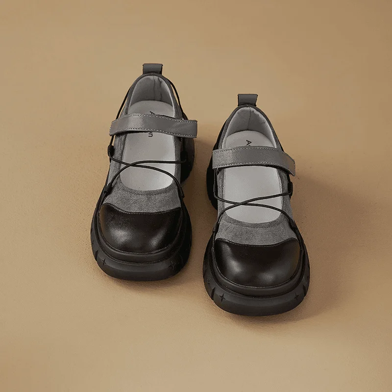 

Faionable Thi Heel Heightening Mary Janes JK Leather oes Spring Autumn New Low Cut Single oes Comfortable Casual