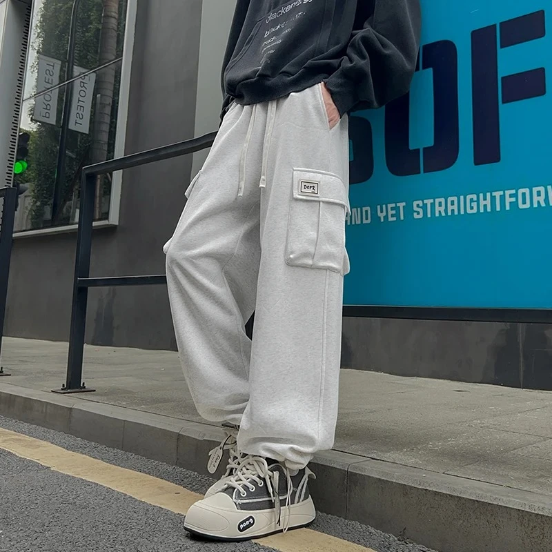 

Knitted Sports Cotton Pants Men's Straight Workwear Cargo Pants 2025 Spring Autumn Loose Sweatpants Casual Joggers Trousers Men