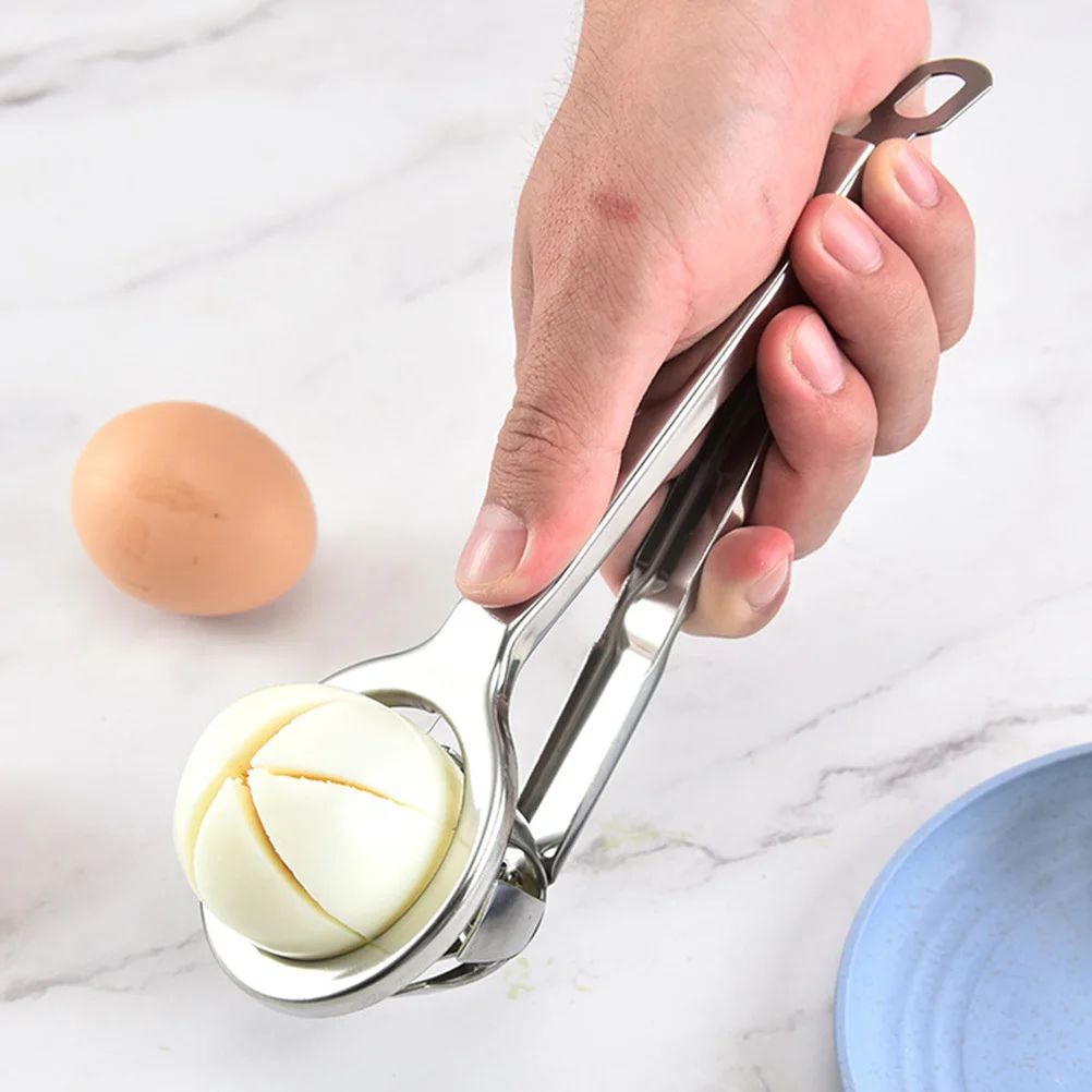 

1pc Stainless Steel Slicer Kitchen Hand-Held Kitchen Egg Slicer Cutting Tool For Boiled Eggs Fruits Cooking Gadget Easy Clean