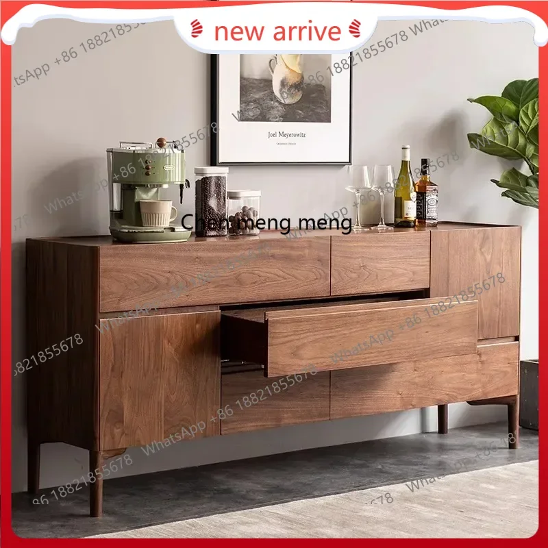 

SS S7486 North American black walnut all-solid wood dining side, modern, storage cabinet household, light luxury cabinet