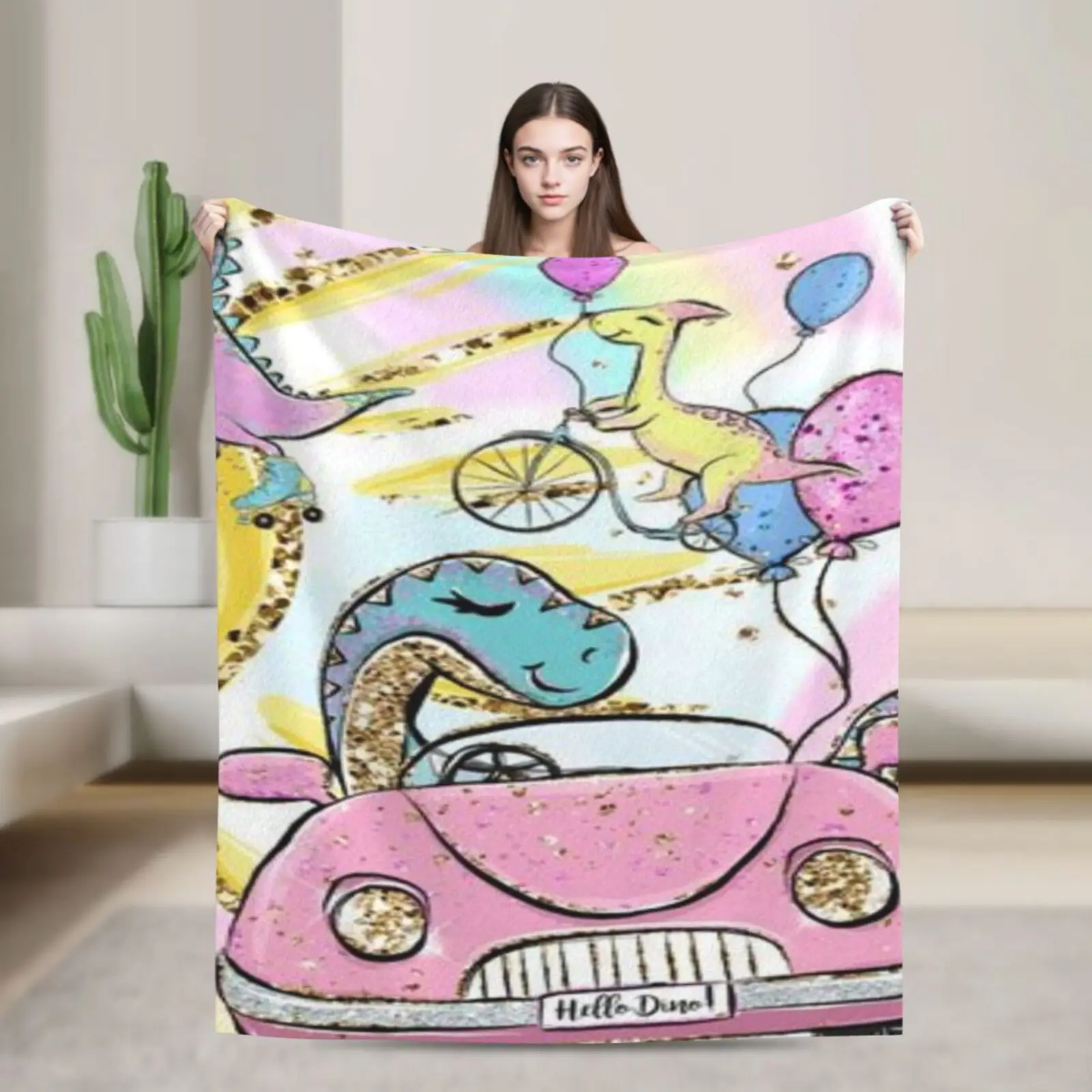 

Красочное одеяло с принтом на тему динозавра для дивана, путешествий, кемпинга, гостиной, офиса, кондиционера, одеяло для всех сезонов, подарки