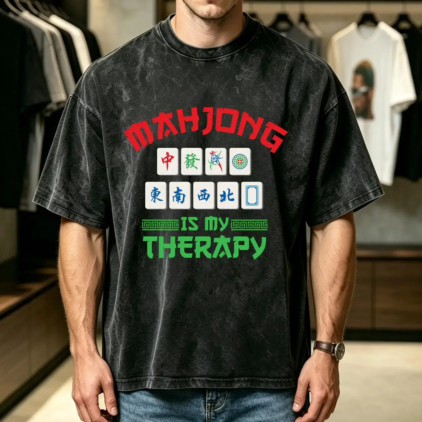 washed T Shirt Mahjong Therapy Design for True Fans Collaboration Backpack Large Capacity Cute Foldable 3d Printing vintage