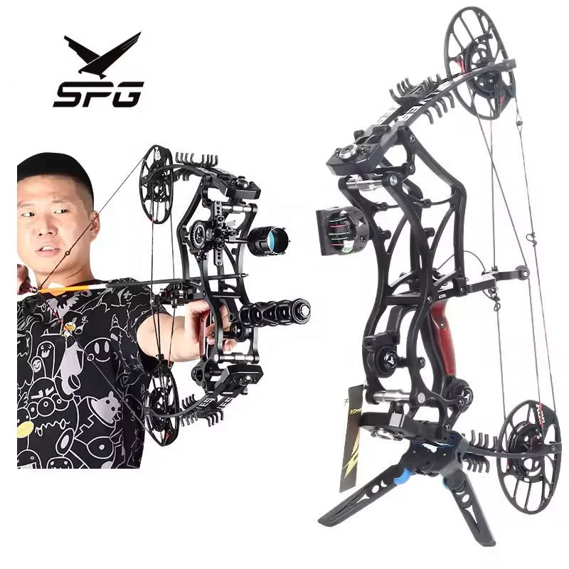 

SPG Compound Bow Archery Hunting Pure Carbon Arrow Pulley Bows Riser Stabilizer Peep Sight Metal 30-70 Lbs Adjustable Equipment