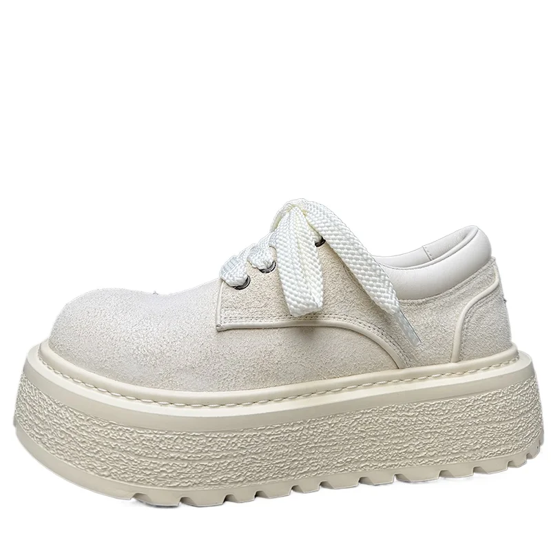 

European Trendy Brand Derby Shoes for Men's Thick Soled Height Increasing Shoes Genuine Leather Comfortable Casual Sports Shoes