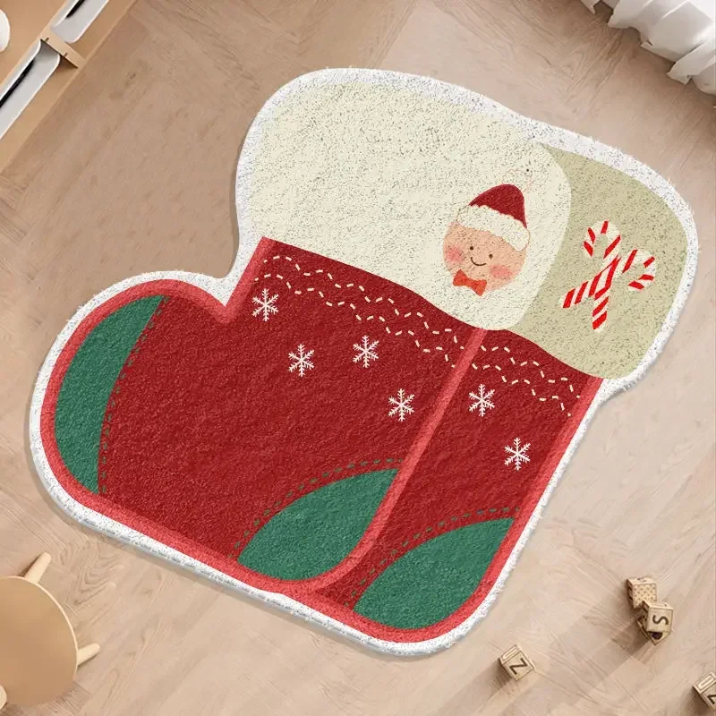 Christmas Decorative Floor Mat Fun Cartoon Shaped Bedroom Bedside Non Slip Floor Mat