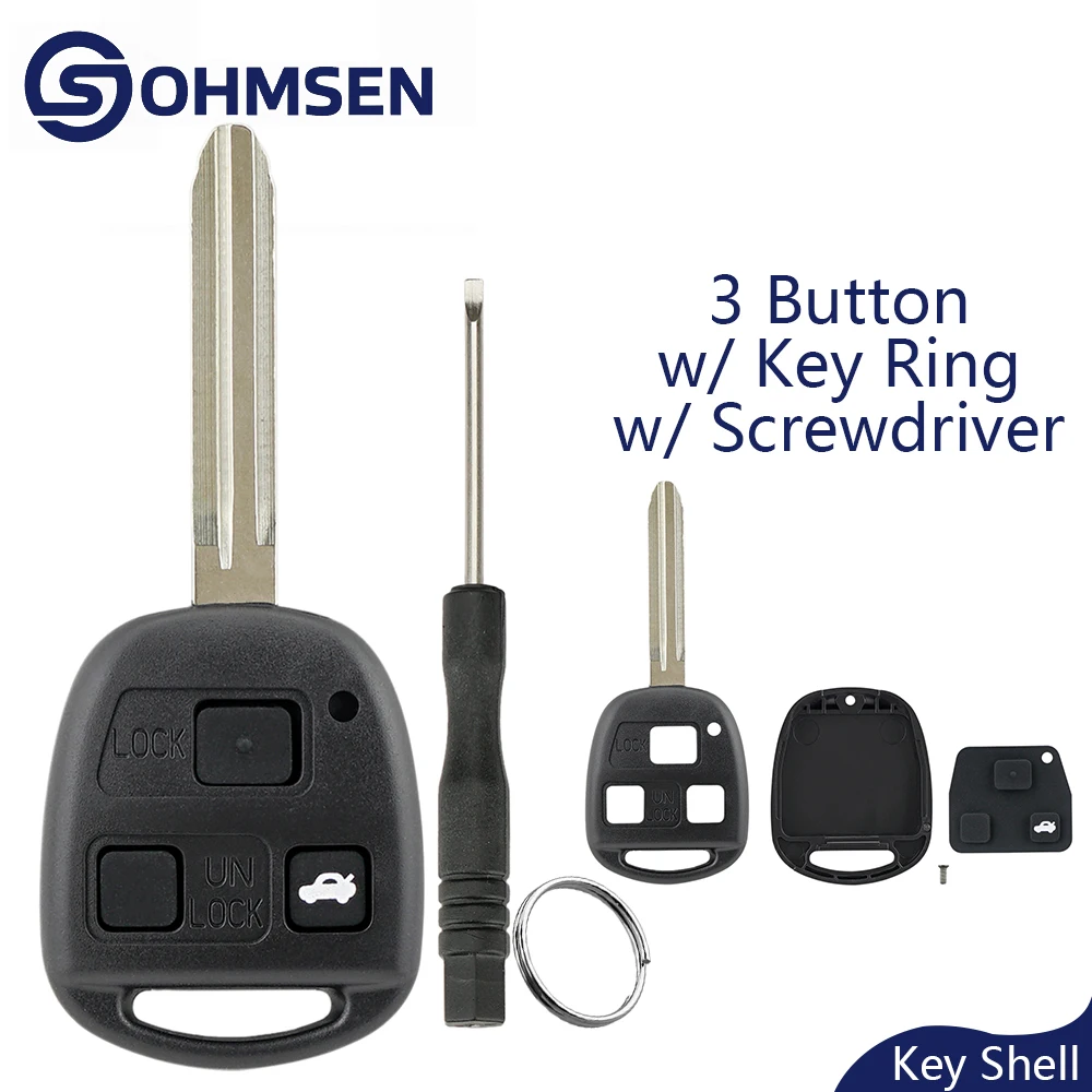 

OHMSEN 3-кнопочный брелок для дистанционного ключа для Toyota Avensis Corolla Yaris Rav4 + резиновая кнопка + лезвие TOY43